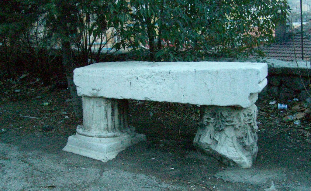 Turkey Roman ruins turned into a park bench