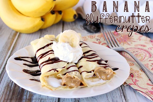 Banana Fluffernutter Crepes - whether for a weekend brunch or a weeknight dinner, these crepes are delicious and easy! #crepes