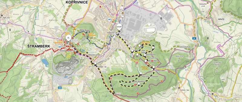 4. trasa z Kopřivnice přes Šostýn a Červený kámen – 13 km (propozice + mapa)