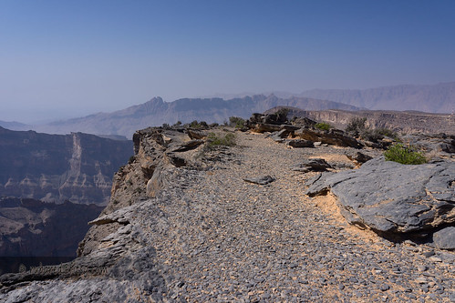 cliff mountain landscape hiking path valley oman jebelshams addakhiliyah