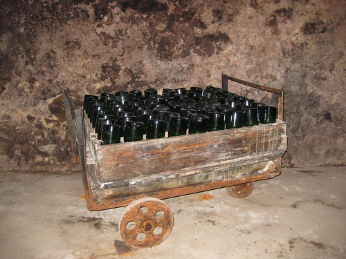 Wagon holding empty cava bottles. From Three Day Trips from Barcelona