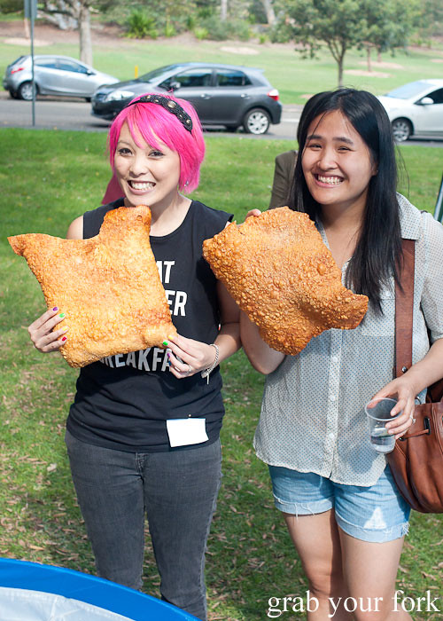 Giant sheets of pork crackling at the Sydney Food Bloggers Christmas Picnic 2013