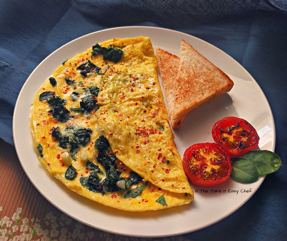 Spinach Omelette with Parmesan Cheese