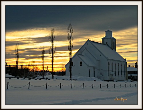 winter sunset sky snow church clouds fence colours robertville travelpilgrems canonsx50hs
