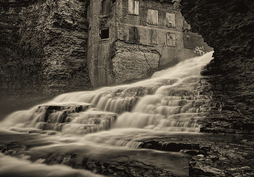 bw plant newyork abandoned monochrome waterfall whitewater power falls ithaca cascade hdr hydroelectric platinumtoned