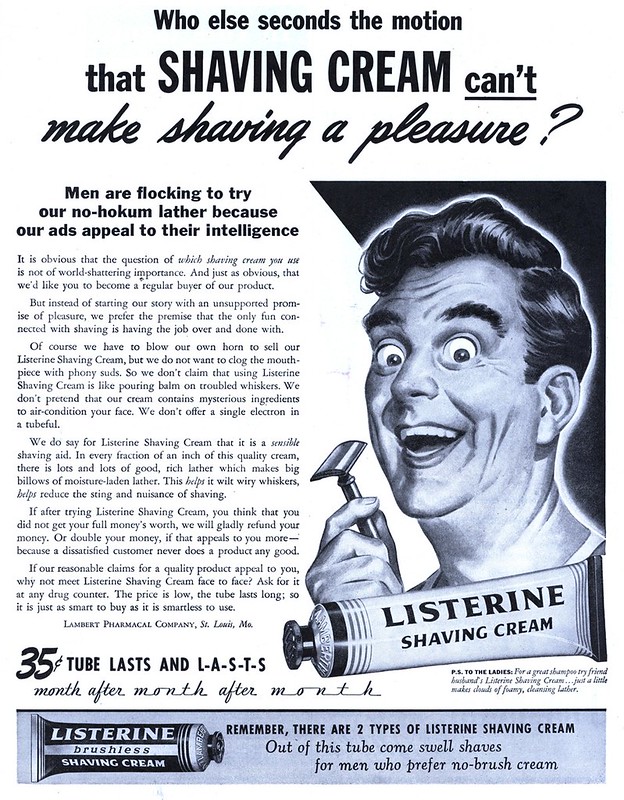 Listerine Shaving Cream - published in The Saturday Evening Post - January 29, 1944