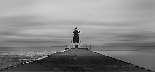annarbor mi michigan lighthouse ice cold wisconsin lake water frozen fineart longexposure pier jetty windy winter spring march nature landscape smooth sky silky menominee town landmark