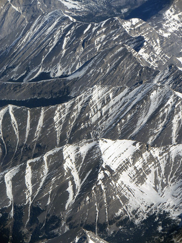 Aerial photo of snow on the Rocky Mountains