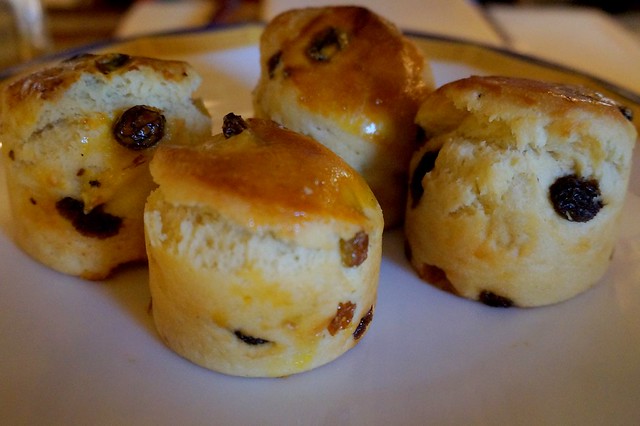 A plate of scones served during afternoon tea at The Peninsula Hotel in Hong Kong.
