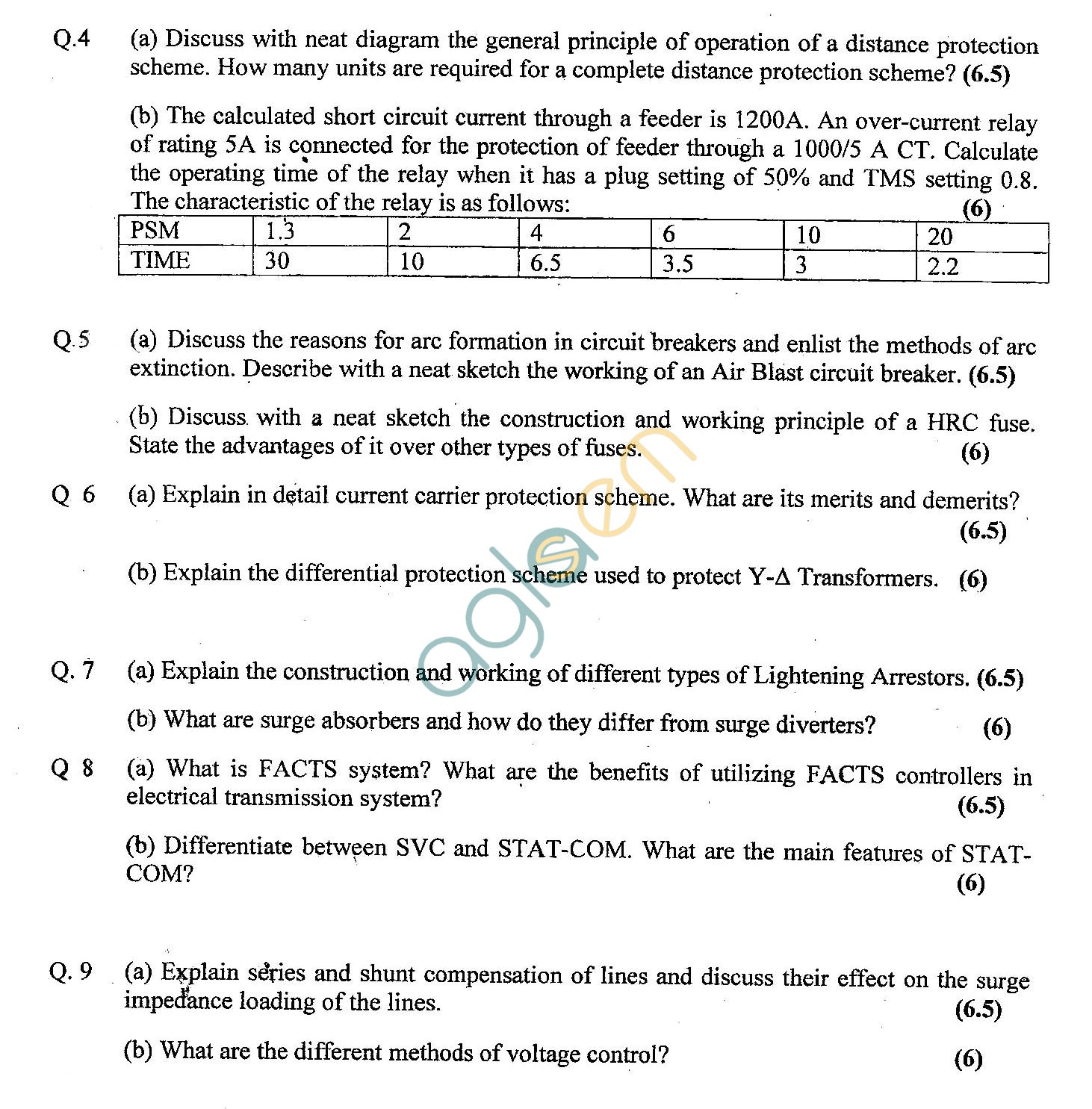 GGSIPU Question Papers Sixth Semester  End Term 2013  ETEE-304