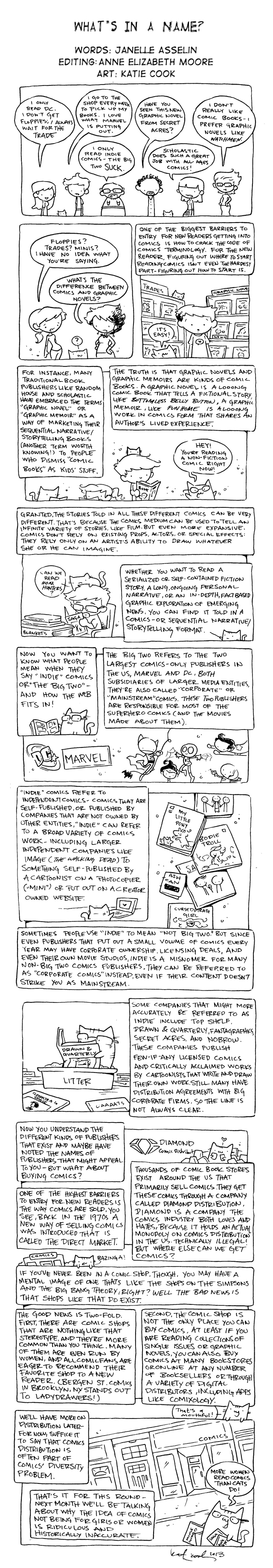 A comic explaining the lingo people use when describing comics
