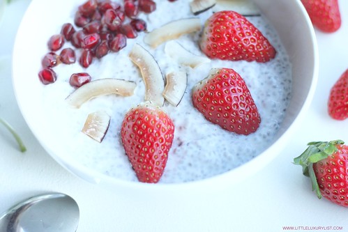 Chia seed pudding recipe with strawberries by little luxury list