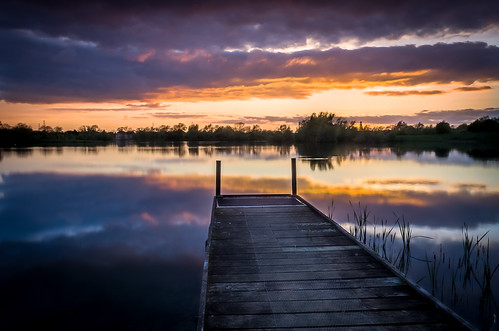 sunset lake water landscape spring day cloudy jetty d7000