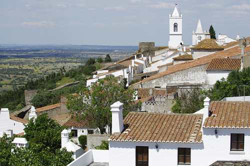 roof tower portugal church town spring village may roofs retreat monsaraz portuguese hilltop