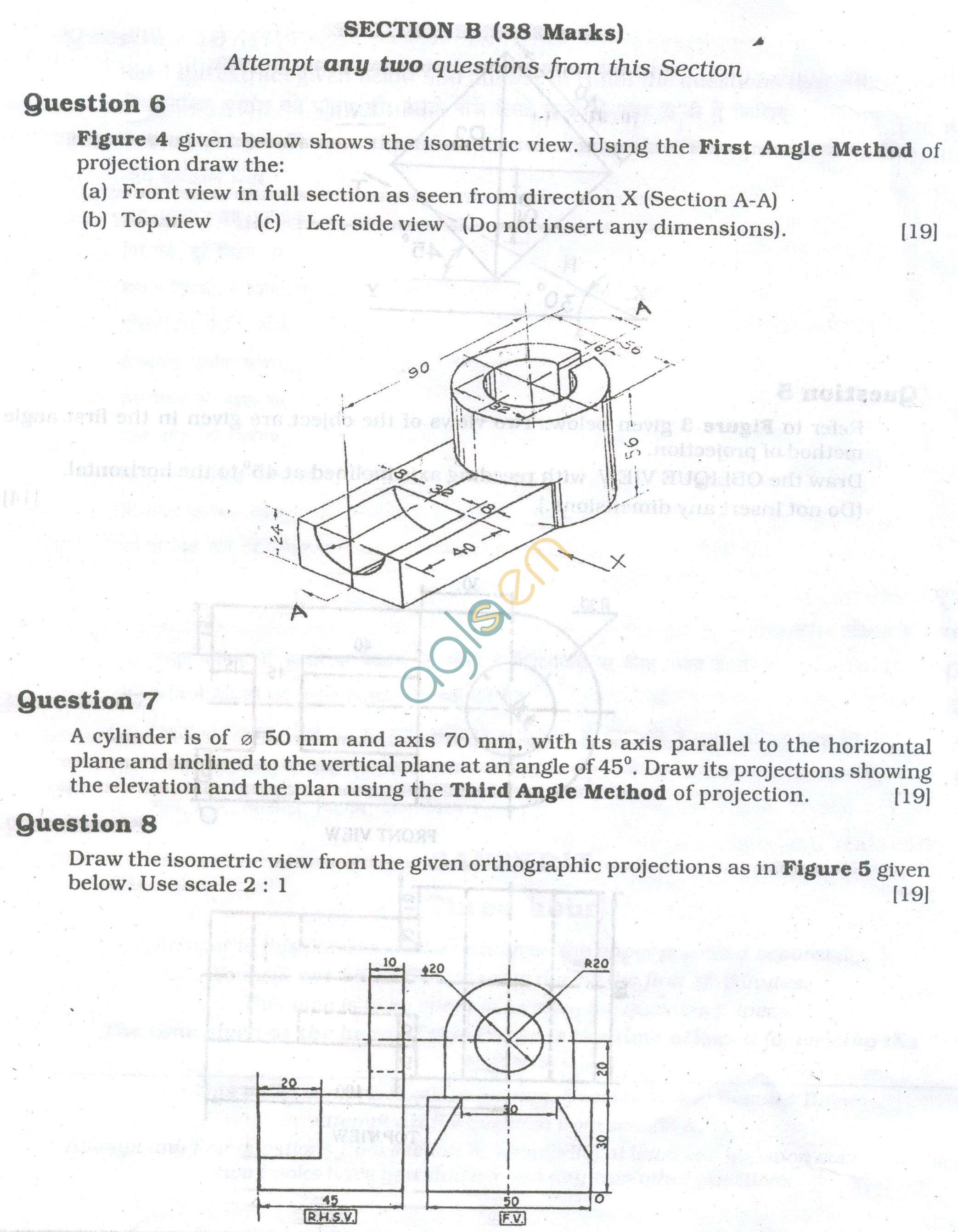 ICSE Question Papers 2013 for Class 10 - Technical Drawing/