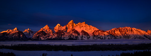 winter sky snow mountains night sunrise wyoming grandtetons