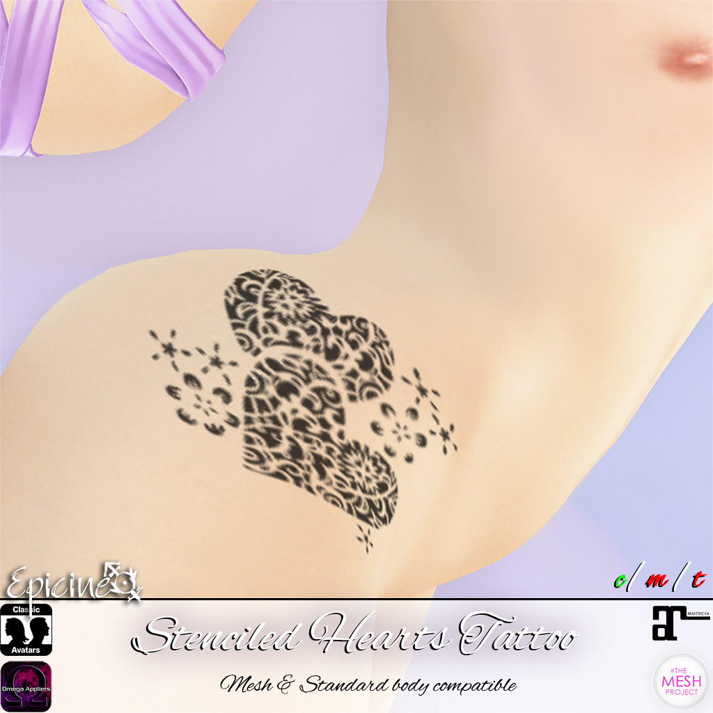Epicine - Stenciled Hearts Tattoo - SecondLifeHub.com