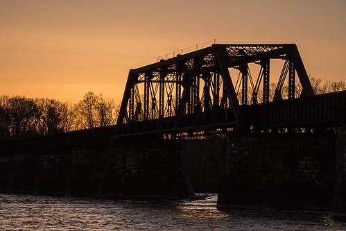 railroad bridge sunset night river connecticut enfield 2013