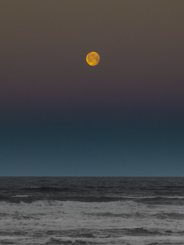 ocean moon night surf waves full clear