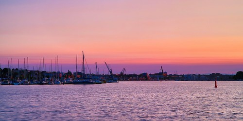 city sunset sea summer water port canon germany landscape grey sundown cloudy harbour sigma baltic filter fx rostock 2470mm 2013 5dmk3