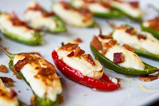 Goat Cheese Jalapeno Poppers with Honey and Bacon