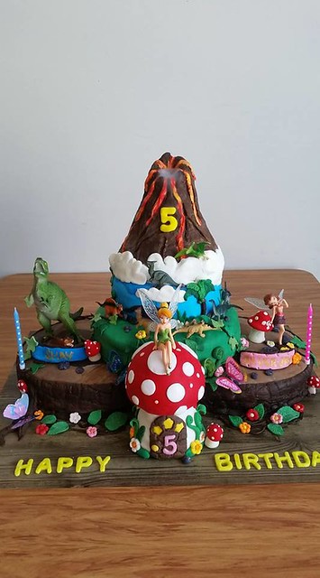 Dinosaur and Fairy Volcano Themed Cake from Jeanny Zerrudo-Kirchhain of Home-made Cakes with Love by Jeanny