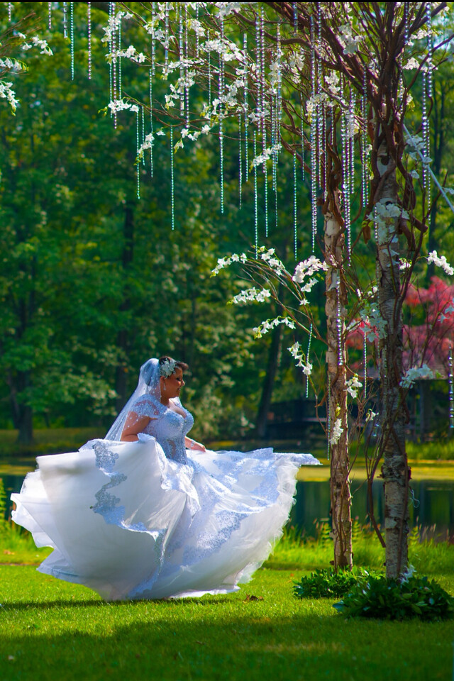 crystal draped wedding, crystal flower headpiece, fairytale wedding
