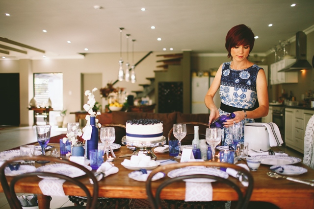 Pantone Dazzling Blue Christmas tablescape