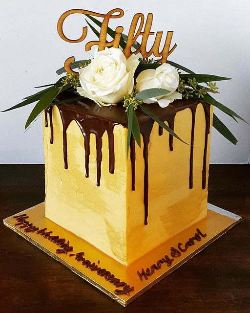 Floral Square Celebration Cake by Whisk & Cocoa - Cafe & Cake Parlour - Berridale NSW