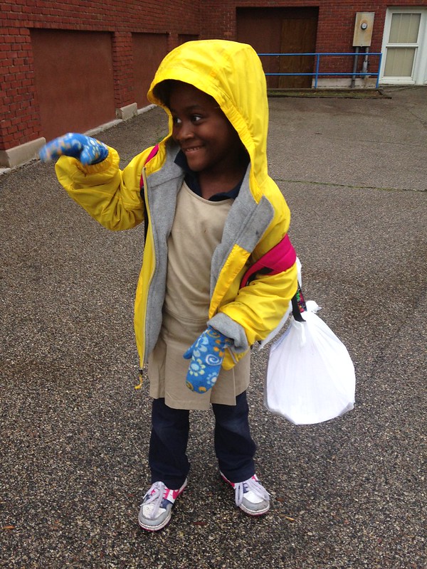 Grand Rapids Montessori Girl Uniform Yellow Rain Coat
