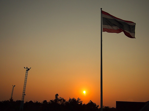blue sunset red white texture sign sunrise thailand sundown symbol background flag nation banner stripe thai