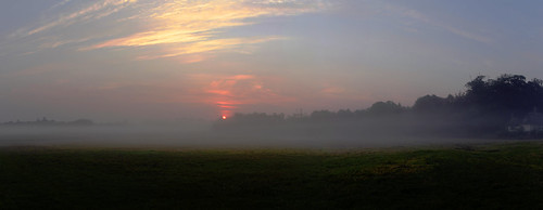 panorama mist sunrise norfolk hdr roudham