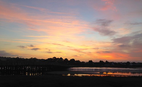 bridge pink blue reflection sunrise river dawn day cloudy toll daybreak shoreham iphoneography