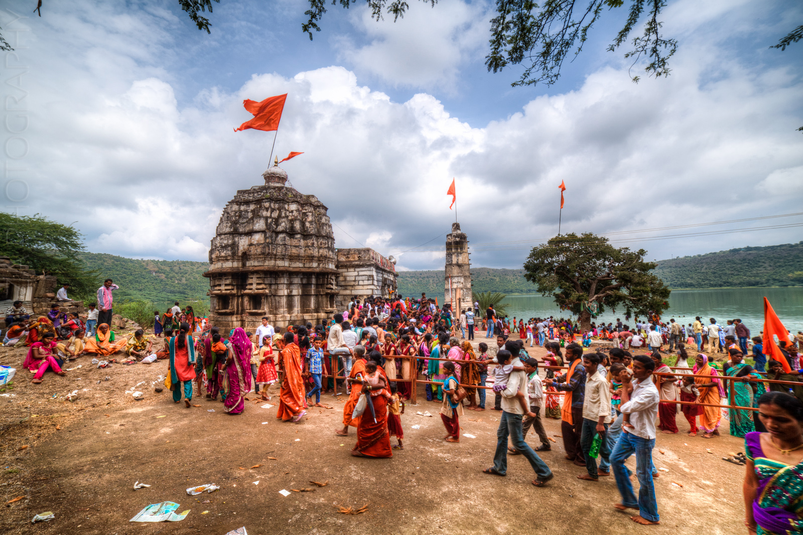 Devotees flock the Kamalja Devi Temple, at the Lonar lake