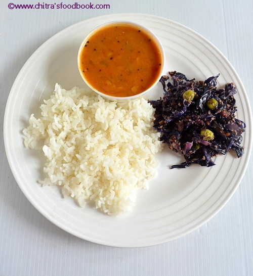 Purple cabbage poriyal recipe