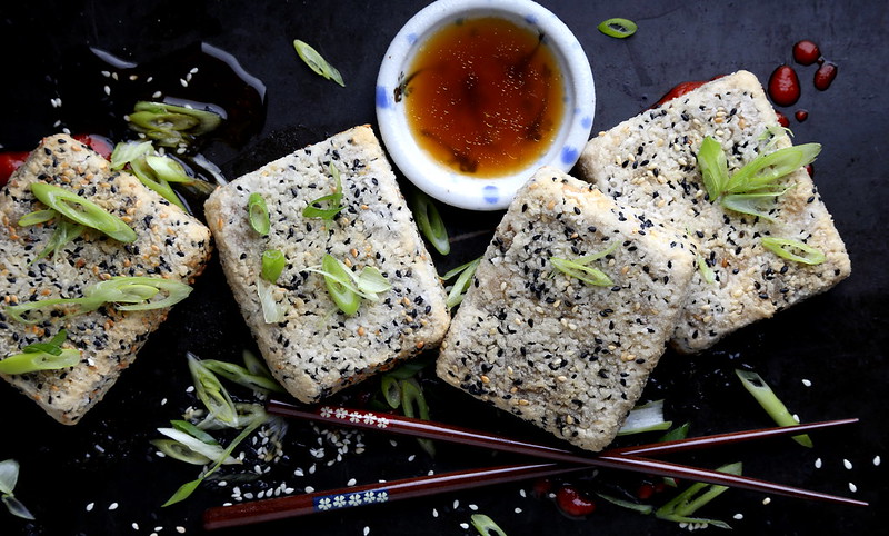 Sesame Crusted Fu with Soy-Agave Sauce