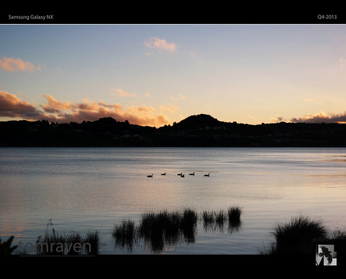 sunset mountains water geese samsung tranquility inlet serene wetland tomraven samsungnx aravenimage imagelogger galaxynx q42013