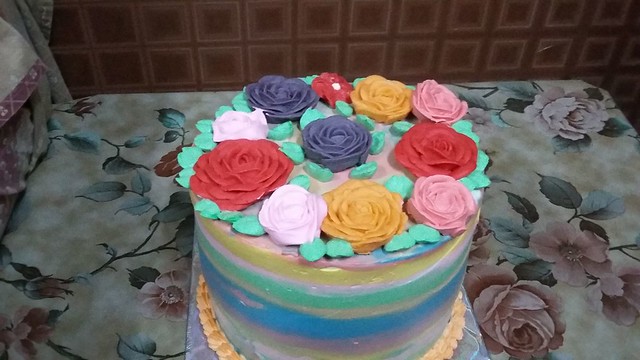 Multi Color Floral Cake by Bella Javed