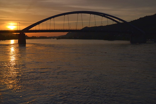 bridge sunset sky water june juni germany bayern deutschland bavaria wasser sonnenuntergang himmel brücke danube donau marienbrücke vilshofen nikond3100