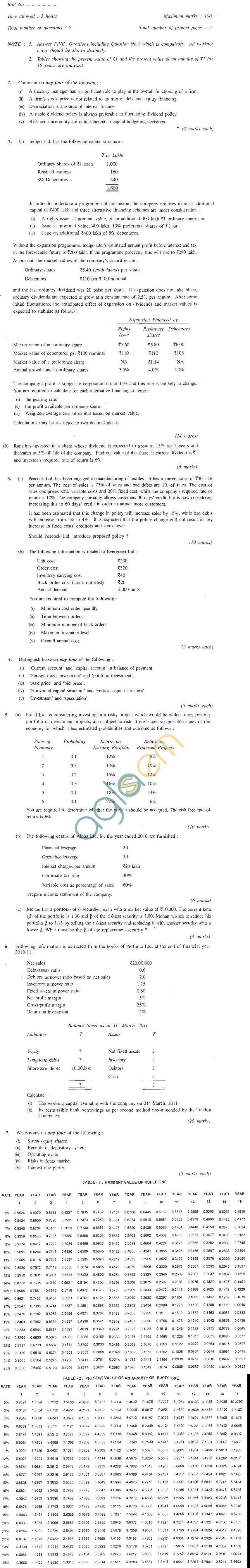 CS Professional Question Papers Jun 2011 - Corporate Restructuring and Insolvency Module II