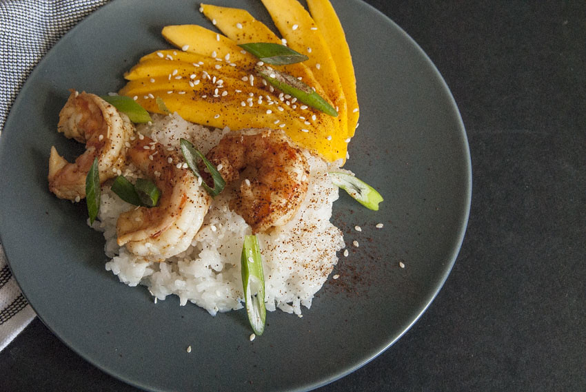 Chilli Lime Shrimp with coconut rice and mangoes 2