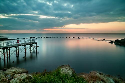 camera longexposure sea sky cloud seascape beach water grass weather rock clouds canon reflections landscape eos coast exposure cyprus tranquility wideangle fullframe 1ds mediterraneansea paphos pafos 24105 canon1ds eos1ds ndfilter remoterelease