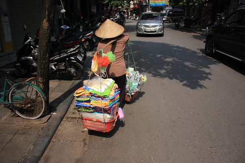 The most common way to carry wares in Vietnam