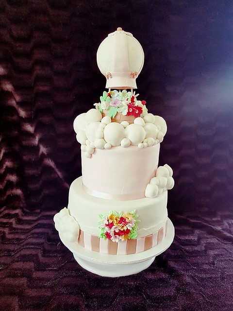 Air Balloon Baby Shower Cake  by Nillie Nil Surekler of Nillie's Cake's