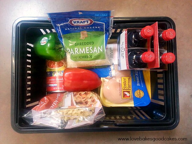 Walmart & Fry's - Star Butter Flavored Olive Oil for Skillet Chicken and Peppers. A store basket with ingredients.