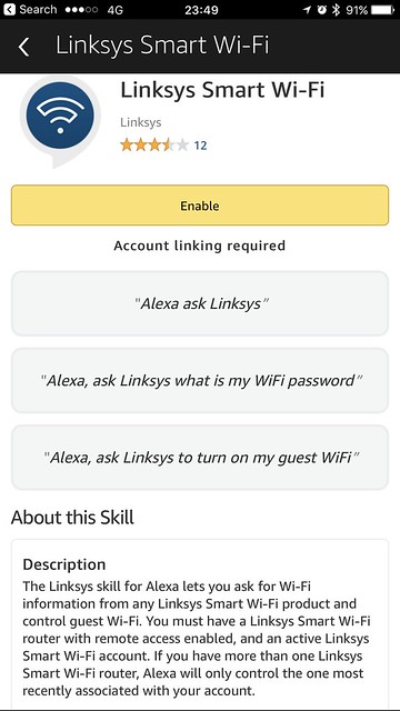 Linksys Alexa Skill