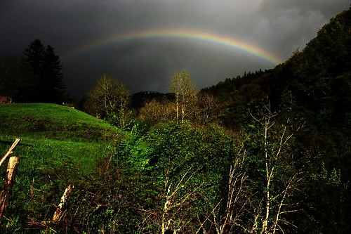 storm france rain landscape spring rainbow europe day paysage printemps orage auvergne arcenciel cantal