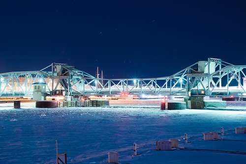 bridge winter ice night harbor lakemichigan greatlakes drawbridge basculebridge nikkor4386mmf35zoom sonyalpha7rilce7ra7r