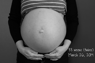 Naked Belly week33 b&w text