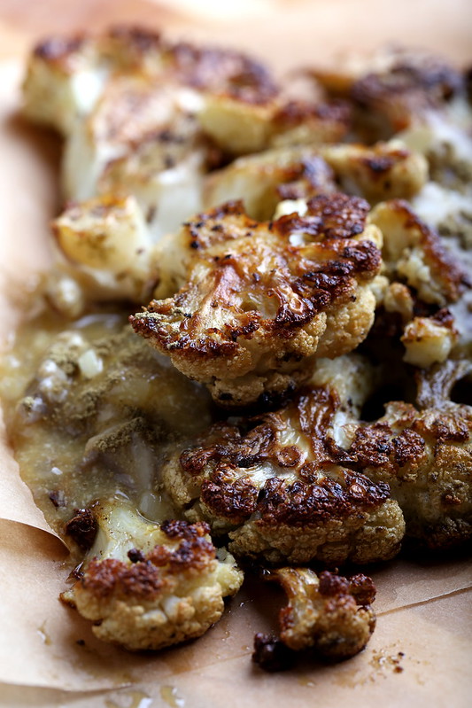Roasted Cauliflower Steaks with Oyster Mushroom Gravy